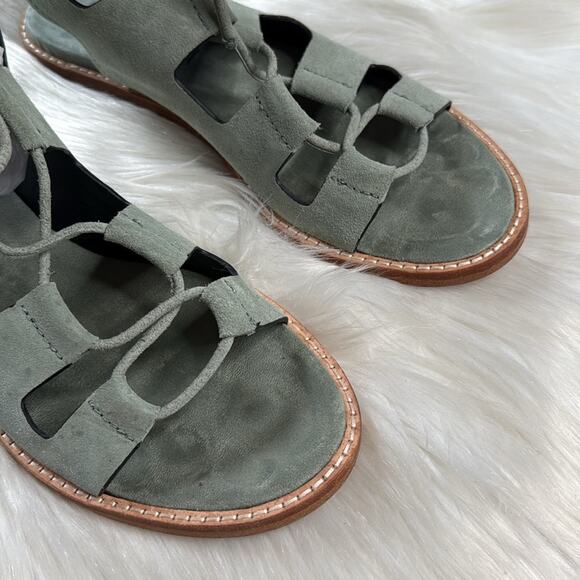 Zara Mint Green Faux Suede Gladiator Sandals - Picture 2 of 13